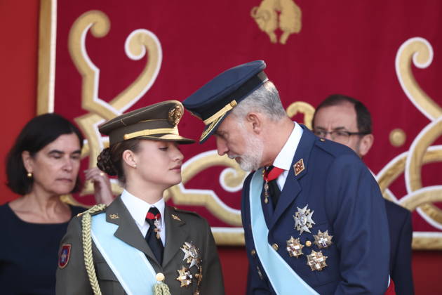 October 12 Parade for Hispanic Heritage Day King Felipe VI and Princess Leonor during the solemn ceremony honoring the national flag and the military parade on October 12, Hispanic Heritage Day, in the Plaza de Cánovas del Castillo, on October 12, 2026, in Madrid, Spain. The events begin with the raising of the flag and are followed by a tribute to those who gave their lives for the country. Subsequently, the military air and ground parades begin. Approximately 4,400 members of the Armed Forces, the security forces, and various civilian public institutions are participating this year in the parade presided over by the King and Queen. The aerial parade featured 50 fighter, training, and transport aircraft, as well as around 30 helicopters.  Copyright: xEduardoxParrax 7840571