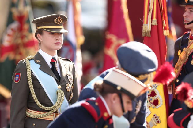 October 12 Parade for Hispanic Heritage Day Princess Leonor during the solemn ceremony honoring the national flag and the military parade on October 12, Hispanic Heritage Day, in Plaza de Cánovas del Castillo, on October 12, 2026, in Madrid, Spain. The events begin with the raising of the flag and are followed by a tribute to those who gave their lives for the country. Subsequently, the military air and ground parades begin. Approximately 4,400 members of the Armed Forces, the security forces, and various civilian public institutions are participating this year in the parade presided over by the King and Queen. The aerial parade featured 50 fighter, training, and transport aircraft, as well as around 30 helicopters. On the ground, some 144  Copyright: xEduardoxParrax 7840614