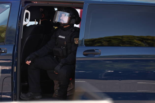 October 12 Parade for Hispanic Heritage Day Vehicles from the State Security Forces during the solemn ceremony honoring the national flag and the military parade on October 12, Hispanic Heritage Day, in Plaza de Cánovas del Castillo, on October 12, 2026, in Madrid, Spain. The events begin with the raising of the flag and are followed by a tribute to those who gave their lives for the country. Subsequently, the military air and ground parades begin. Approximately 4,400 members of the Armed Forces, the security forces, and various civilian public institutions are participating this year in the parade presided over by the King and Queen. The aerial parade featured 50 fighter, training, and transport aircraft, as well as around 30 helicopters.  Copyright: xEduardoxParrax 7840691