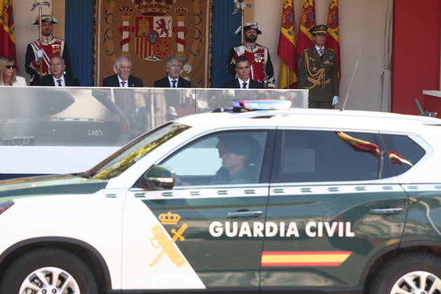 October 12 Parade for Hispanic Heritage Day Vehicles from the State Security Forces during the solemn ceremony honoring the national flag and the military parade on October 12, Hispanic Heritage Day, in Plaza de Cánovas del Castillo, on October 12, 2026, in Madrid, Spain. The events begin with the raising of the flag and are followed by a tribute to those who gave their lives for the country. Subsequently, the military air and ground parades begin. Approximately 4,400 members of the Armed Forces, the security forces, and various civilian public institutions are participating this year in the parade presided over by the King and Queen. The aerial parade featured 50 fighter, training, and transport aircraft, as well as around 30 helicopters.  Copyright: xEduardoxParrax 7840692