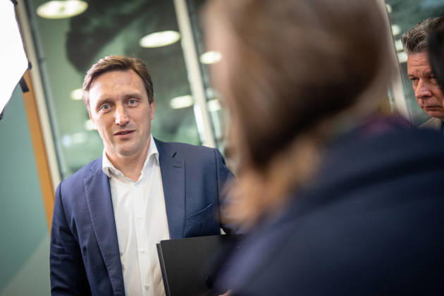 Sebastian Lechner, State Chairman of the CDU in Lower Saxony, speaking with journalists at the Konrad Adenauer House on the sidelines of the CDU Germany Executive Committee retreat in Berlin, October 2026, Berlin, Germany, Konrad Adenauer House