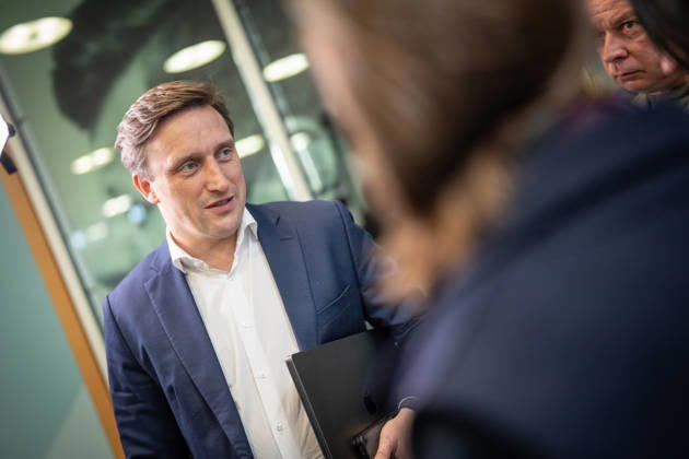 Sebastian Lechner, State Chairman of the CDU in Lower Saxony, speaking with journalists at the Konrad Adenauer House on the sidelines of the CDU Germany Executive Committee retreat in Berlin, October 2026, Berlin, Germany, Konrad Adenauer House