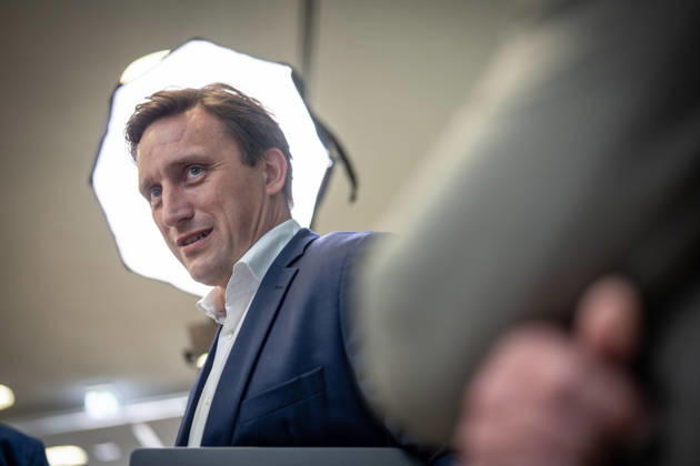 Sebastian Lechner, State Chairman of the CDU in Lower Saxony, speaking with journalists at the Konrad Adenauer House on the sidelines of the CDU Germany Executive Committee retreat in Berlin, October 2026, Berlin, Germany, Konrad Adenauer House