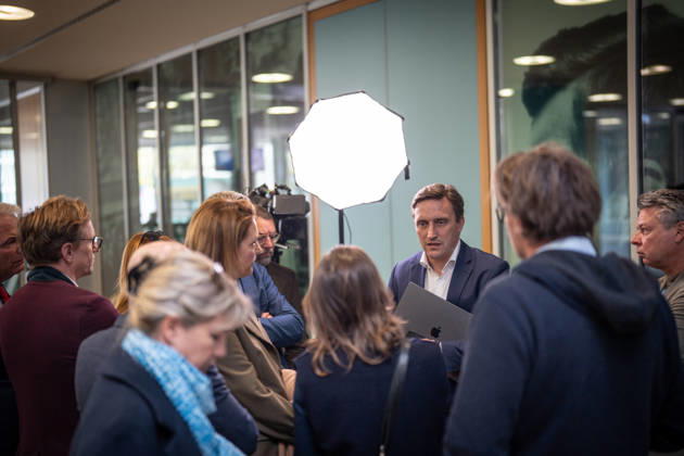 Sebastian Lechner, State Chairman of the CDU in Lower Saxony, speaking with journalists at the Konrad Adenauer House on the sidelines of the CDU Germany Executive Committee retreat in Berlin, October 2026, Berlin, Germany, Konrad Adenauer House