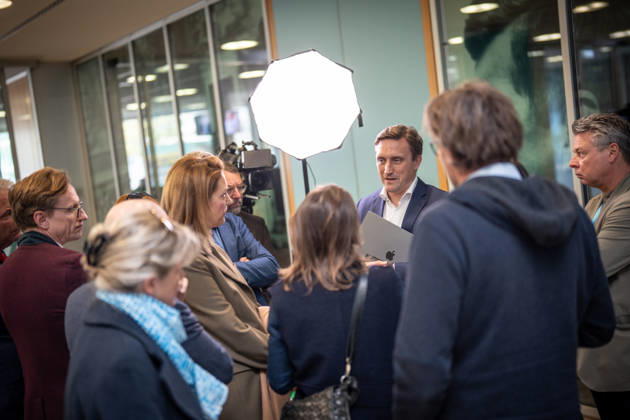 Sebastian Lechner, State Chairman of the CDU in Lower Saxony, speaking with journalists at the Konrad Adenauer House on the sidelines of the CDU Germany Executive Committee retreat in Berlin, October 2026, Berlin, Germany, Konrad Adenauer House