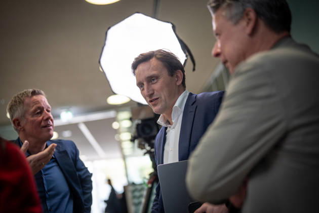 Sebastian Lechner, State Chairman of the CDU in Lower Saxony, speaking with journalists at the Konrad Adenauer House on the sidelines of the CDU Germany Executive Committee retreat in Berlin, October 2026, Berlin, Germany, Konrad Adenauer House