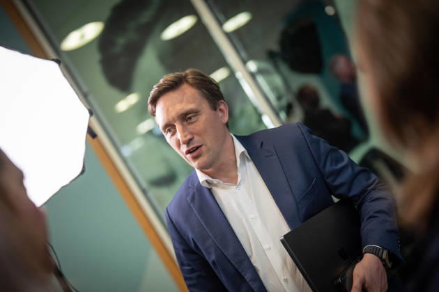 Sebastian Lechner, State Chairman of the CDU in Lower Saxony, speaking with journalists at the Konrad Adenauer House on the sidelines of the CDU Germany Executive Committee retreat in Berlin, October 2026, Berlin, Germany, Konrad Adenauer House