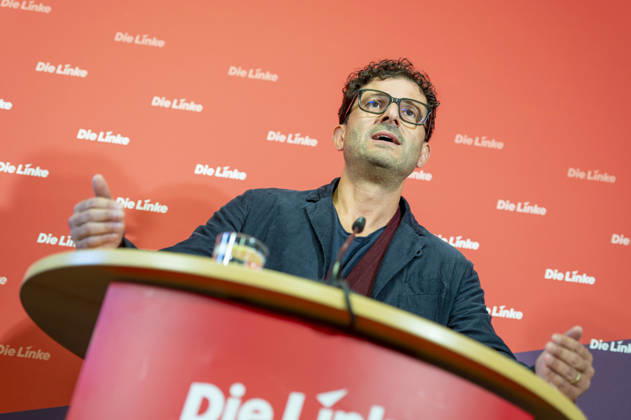 Luigi Pantisano EUR, Germany, Berlin, October 12, 2026 Press conference by Luigi Pantisano, chairman of the Die Linke party, at the Karl Liebknecht House on current issues