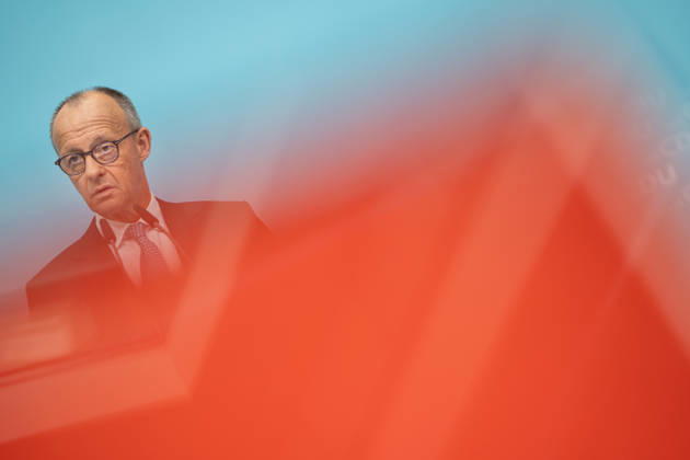 Chancellor Friedrich Merz at the closing press conference of the CDU Germany Executive Committee retreat in Berlin, October 2026, Berlin, Berlin, Germany, Konrad Adenauer House