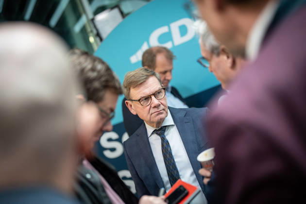 Foreign Minister Johann Wadephul at the Konrad Adenauer House, speaking with journalists at the CDU Germany Executive Committee Retreat in Berlin, October 2026, Berlin, Berlin, Germany, Konrad Adenauer House