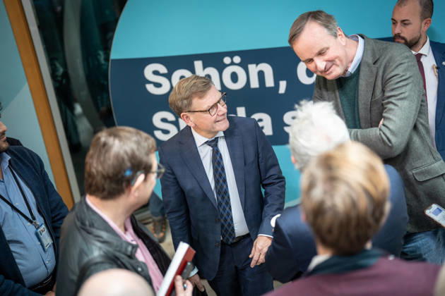 Foreign Minister Johann Wadephul at the Konrad Adenauer House, speaking with journalists at the CDU Germany Executive Committee Retreat in Berlin, October 2026, Berlin, Berlin, Germany, Konrad Adenauer House