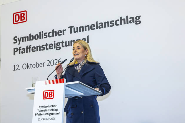 Construction Begins on the Pfaffensteig Tunnel in Stuttgart Evelyn Palla, Chairwoman of the Executive Board of Deutsche Bahn AG The 11-kilometer-long rail tunnel is part of the Stuttgart 21 project and, starting in 2033, will connect the Gäubahn line toward Zurich