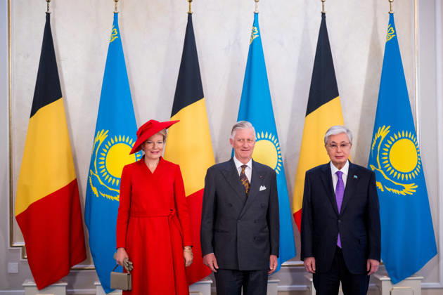 Belgian Royal Couple s State Visit to Central Asia - Day 2 - Kazakhstan King Philippe of Belgium and Queen Mathilde attend an official welcome ceremony at the presidential palace in Astana, Kazakhstan on October 12, 2026, during the first day of their official visit, greeted by President Kassym-Jomart Tokayev. Photo by Olivier Polet ABACAPRESS.COM Astana Kazakhstan Copyright: xPoletxOlivier ABACAx