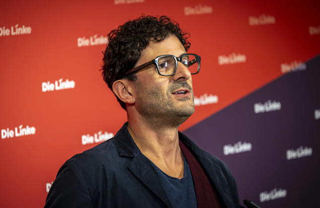 Luigi Pantisano, Chair of Die Linke, photographed at a press conference at the Karl Liebknecht House in Berlin, Germany Copyright: xThomasxKoehlerx