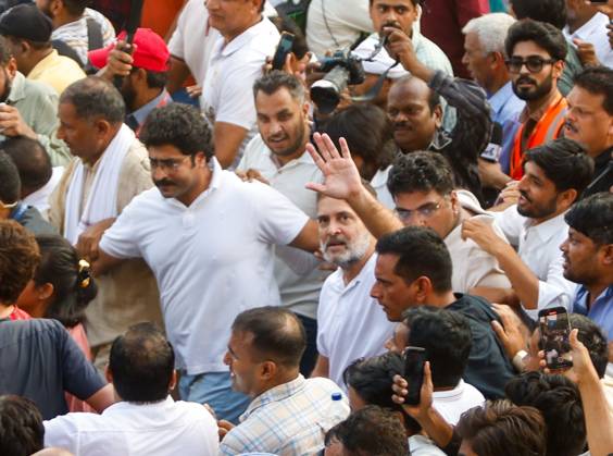 October 12, 2026, New Delhi, India: NEW DELHI, INDIA, OCTOBER 12, 2026: Congress leader Rahul Gandhi takes part in a protest march from Barakhamba Road towards the Supreme Court in New Delhi, demanding the resignation of India s Chief Election Commissioner Gyanesh Kumar over alleged irregularities in the Special Intensive Revision (SIR) of electoral rolls. The Election Commission denies wrongdoing. New Delhi India - ZUMAq101 20261012_zna_q101_052 Copyright: xVishalxKapoorx