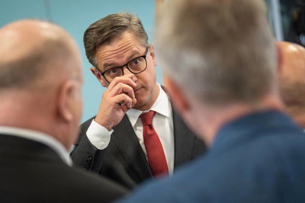 Federal Health Minister Karsten Linnemann speaking with journalists at the CDU Germany Executive Committee Retreat in Berlin, October 2026, Berlin, Berlin, Germany, Konrad Adenauer House