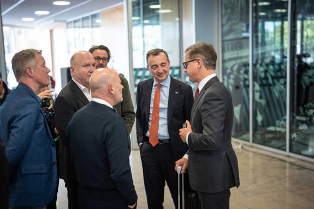 Federal Health Minister Karsten Linnemann speaking with journalists, with Paul Ziemiak, at the CDU Germany Executive Committee Retreat in Berlin, October 2026, Berlin, Berlin, Germany, Konrad Adenauer House