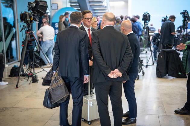 Federal Health Minister Karsten Linnemann speaking with journalists, with Paul Ziemiak, at the CDU Germany Executive Committee Retreat in Berlin, October 2026, Berlin, Berlin, Germany, Konrad Adenauer House