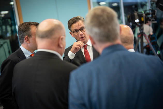 Federal Health Minister Karsten Linnemann speaking with journalists at the CDU Germany Executive Committee Retreat in Berlin, October 2026, Berlin, Berlin, Germany, Konrad Adenauer House