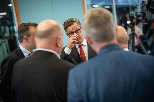 Federal Health Minister Karsten Linnemann speaking with journalists, with Paul Ziemiak, at the CDU Germany Executive Committee Retreat in Berlin, October 2026, Berlin, Berlin, Germany, Konrad Adenauer House