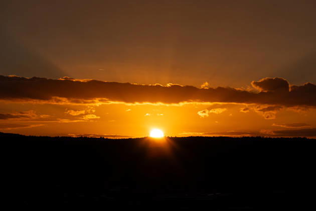 Sunset in the Wetterau, Hesse: The sun sets behind the hills of the Wetterau, Wetterau, Hesse, Germany 2026-10-12_wetterau_sonnenuntergang_03