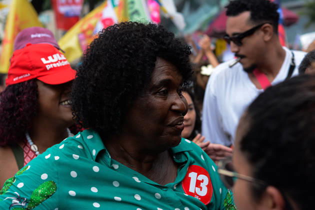 RIO DE JANEIRO, RJ - 12.10.2026: BRASIL PELA DEMOCRACIA RJ - Benedita da Silva at the pro-Lula event held this afternoon (12) during Brasil pela democracia Rj held in Copacabana in Rio de Janeiro, RJ. x3030186x  CarlosxSanttos