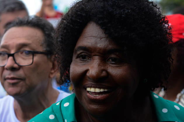 RIO DE JANEIRO, RJ - 12.10.2026: BRASIL PELA DEMOCRACIA RJ - Benedita da Silva at the pro-Lula event held this afternoon (12) during Brasil pela democracia Rj held in Copacabana in Rio de Janeiro, RJ. x3030187x  CarlosxSanttos