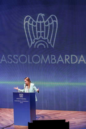 October 12, 2026, Milan, Mi, Italy: Prime Minister Giorgia Meloni speaks at the Assolombarda 2026 General Assembly, Milan, 12 10 2026 Milan Italy  - ZUMAa289 20261012_zia_a289_143 Copyright: xAgf NicolaxMarfisix