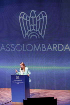 October 12, 2026, Milan, Mi, Italy: Prime Minister Giorgia Meloni speaks at the Assolombarda 2026 General Assembly, Milan, 12 10 2026 Milan Italy  - ZUMAa289 20261012_zia_a289_146 Copyright: xAgf NicolaxMarfisix