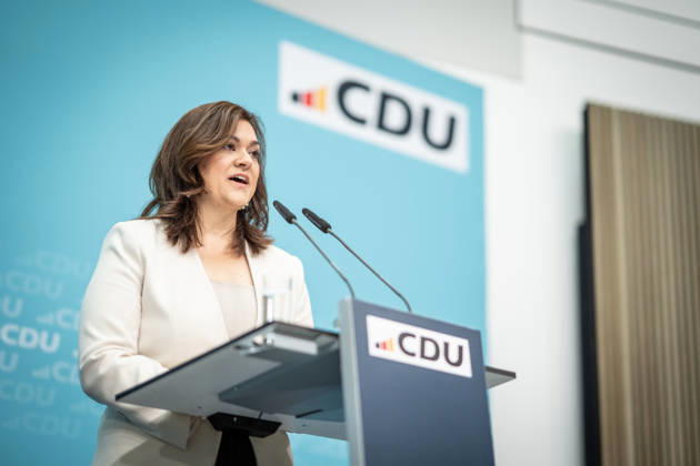 Franziska Hoppermann, CDU Secretary General, at the closing press conference of the CDU Germany Executive Committee Retreat in Berlin, October 2026, Berlin, Berlin, Germany, Konrad Adenauer House