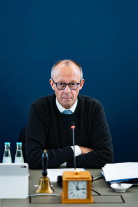 Chancellor Friedrich Merz at the start of the Federal Executive Committee meeting during the CDU of Germany’s Presidium Retreat in Berlin, October 2026, Berlin, Germany, Konrad Adenauer House