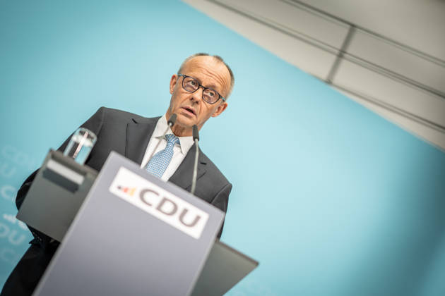 Chancellor Friedrich Merz at the closing press conference of the CDU Germany Executive Committee retreat in Berlin, October 2026, Berlin, Berlin, Germany, Konrad Adenauer House