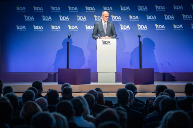 Chancellor Friedrich Merz during his speech at the 2026 German Employers Day, organized by the Confederation of German Employers Associations (BDA), Berlin, Germany; bcc, Berlin Congress Center