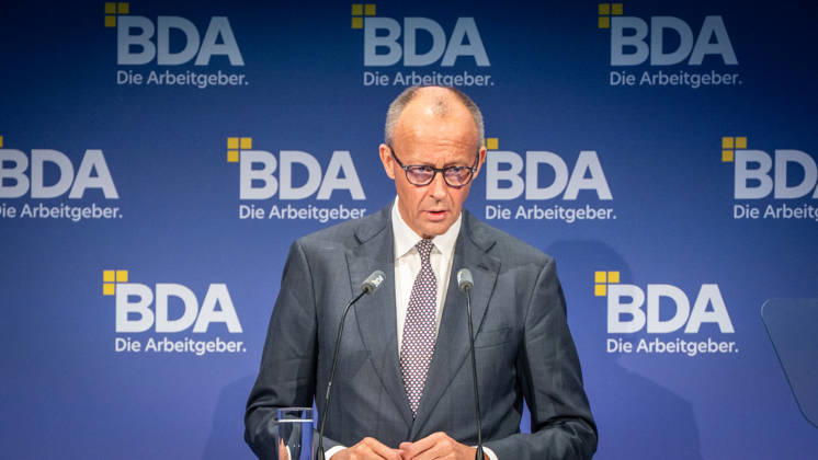 Chancellor Friedrich Merz during his speech at the 2026 German Employers Day, organized by the Confederation of German Employers Associations (BDA), Berlin, Germany; bcc, Berlin Congress Center