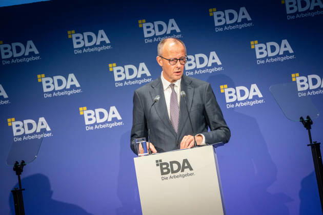 Chancellor Friedrich Merz during his speech at the 2026 German Employers Day, organized by the Confederation of German Employers Associations (BDA), Berlin, Germany; bcc, Berlin Congress Center