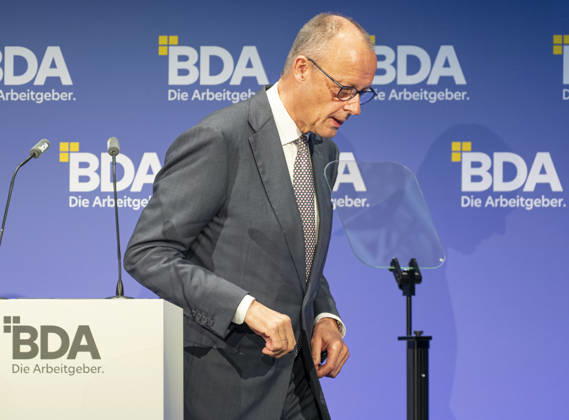Friedrich Merz Attends Employers Day 2026, Germany, Berlin, October 13, 2026 Federal Chancellor Friedrich Merz (CDU) delivers a keynote address at the 2026 Employers Day organized by the Confederation of German Employers Associations
