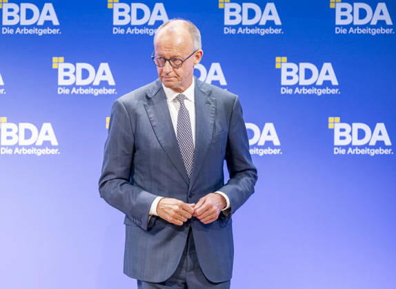 Friedrich Merz Attends Employers Day 2026, Germany, Berlin, October 13, 2026 Federal Chancellor Friedrich Merz (CDU) delivers a keynote address at the 2026 Employers Day organized by the Confederation of German Employers Associations