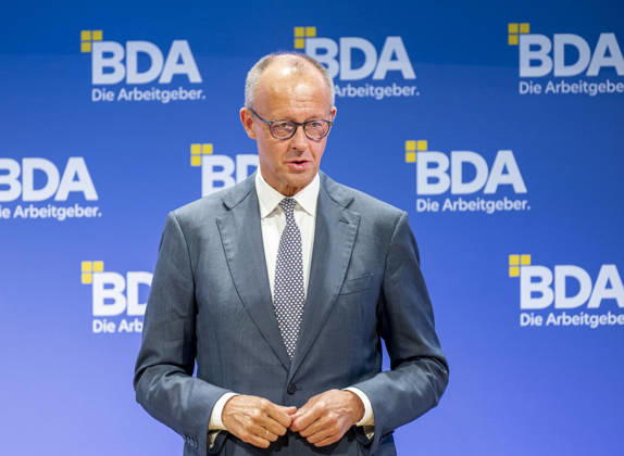 Friedrich Merz Attends Employers Day 2026, Germany, Berlin, October 13, 2026 Federal Chancellor Friedrich Merz (CDU) delivers a keynote address at the 2026 Employers Day organized by the Confederation of German Employers Associations