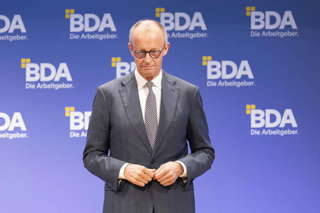 Friedrich Merz Attends Employers Day 2026, Germany, Berlin, October 13, 2026. Federal Chancellor Friedrich Merz (CDU) delivers a keynote address at the 2026 Employers Day organized by the Confederation of German Employers Associations.