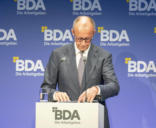 Friedrich Merz Attends Employers Day 2026, Germany, Berlin, October 13, 2026. Federal Chancellor Friedrich Merz (CDU) delivers a keynote address at the 2026 Employers Day organized by the Confederation of German Employers Associations.