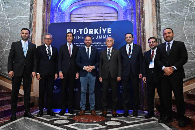 EU-Turkiye Business Summit kicks off in Brussels BRUSSELS, BELGIUM - OCTOBER 13: Foreign Economic Relations Board of Turkiye President Nail Olpak (4th R), Belgian Deputy Prime Minister and Foreign Minister Maxime Prevot (4th L), and Turkiye s Ambassador to Brussels Gorkem Baris Tantekin (3rd R) attend a session titled Redefining EU-Turkiye Cooperation in an Uncertain World during the EU-Turkiye Business Summit at Egmont Palace in Brussels, Belgium, on October 13, 2026. The summit is organized in cooperation with the Foreign Economic Relations Board of Turkiye (DEIK) and the European Business Summit (EBS). Dursun Aydemir Anadolu Brussels Belgium. Editorial use only. Please get in touch for any other usage. Copyright: x2026xAnadoluxDursunxAydemirx