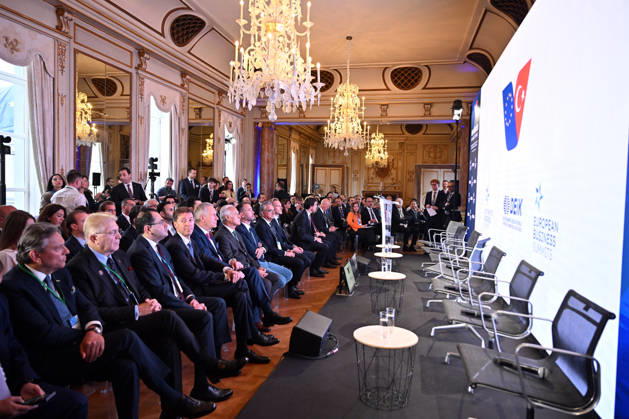 EU-Turkiye Business Summit kicks off in Brussels BRUSSELS, BELGIUM - OCTOBER 13: Participants attend the EU-Turkiye Business Summit, organized in cooperation with the Foreign Economic Relations Board of Turkiye (DEIK) and the European Business Summit (EBS), at Egmont Palace in Brussels, Belgium, on October 13, 2026. Dursun Aydemir Anadolu Brussels Belgium. Editorial use only. Please get in touch for any other usage. Copyright: x2026xAnadoluxDursunxAydemirx