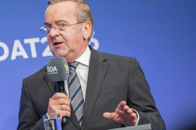 Boris Pistorius Attends Employers Day 2026, Germany, Berlin, October 13, 2026 Boris Pistorius, SPD Federal Minister of Defense, gives an interview and participates in a panel discussion at the 2026 Employers Day organized by the Confederation of German Employers Associations