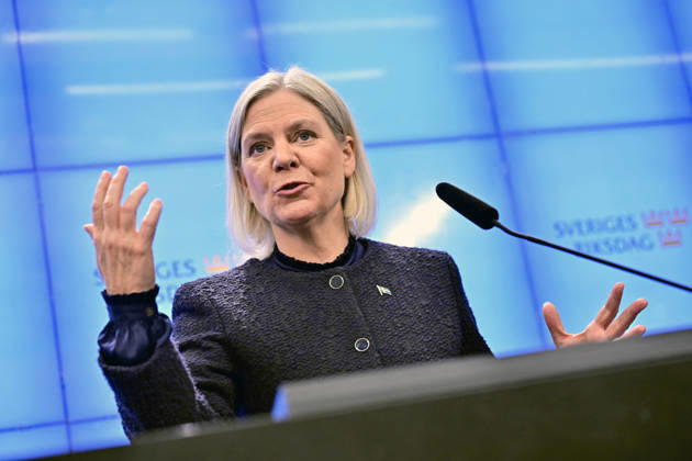STOCKHOLM, SWEDEN 20261013 Social Democratic Party leader Magdalena Andersson holds a press conference after her meeting with the Speaker of the Riksdag regarding her exploratory mandate STOCKHOLM, SWEDEN x10030x  Copyright: xJonasxEkströmer TTx MAGDALENA ANDERSSON SONDERINGSUPPDRAG GHIA_ybtuCQ