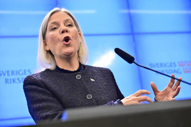STOCKHOLM, SWEDEN 20261013 Social Democratic Party leader Magdalena Andersson holds a press conference after her meeting with the Speaker of the Riksdag regarding her exploratory mandate STOCKHOLM, SWEDEN x10030x  Copyright: xJonasxEkströmer TTx MAGDALENA ANDERSSON SONDERINGSUPPDRAG LoUHtV8exxE