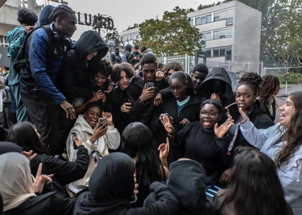 October 13, 2026: Paul-o°luard High School in Saint-Denis is at the center of the news as part of the fifth round of national student protests...The renowned Swedish environmental activist Greta Thunberg visited Paul-o°luard High School in Saint-Denis this morning to offer her direct support to the protesting students. She denounced police violence against the young demonstrators. - ZUMAs287 20261013_zip_s287_007 Copyright: xSadakxSouicix