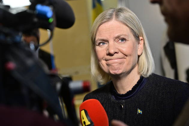 STOCKHOLM, SWEDEN 20261013 Social Democratic Party leader Magdalena Andersson holds a press conference after her meeting with the Speaker of the Riksdag regarding her exploratory mandate STOCKHOLM, SWEDEN x10030x  Copyright: xJonasxEkströmer TTx MAGDALENA ANDERSSON SONDERINGSUPPDRAG 8uFZFksNMQE