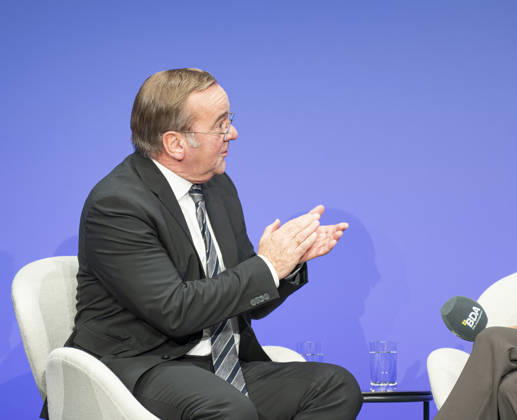 Boris Pistorius Attends Employers Day 2026, Germany, Berlin, October 13, 2026 Boris Pistorius, SPD Federal Minister of Defense, gives an interview and participates in a panel discussion at the 2026 Employers Day organized by the Confederation of German Employers Associations