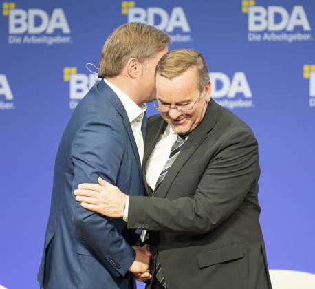 Boris Pistorius Attends Employers Day 2026, Germany, Berlin, October 13, 2026 Boris Pistorius, SPD Federal Minister of Defense, gives an interview and participates in a panel discussion at the 2026 Employers Day organized by the Confederation of German Employers Associations