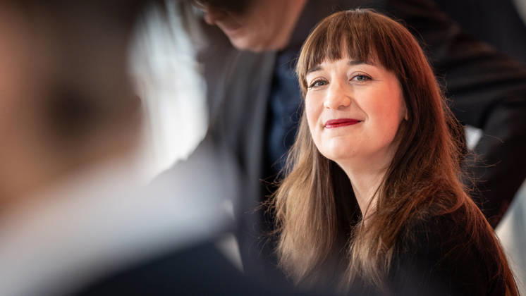 Heidi Reichinnek, chair of the Die Linke parliamentary caucus in the German Bundestag, with her co-chair Sören Pellmann; press statement by the Die Linke parliamentary caucus, German Bundestag, Berlin, Berlin, Germany, Bundestag